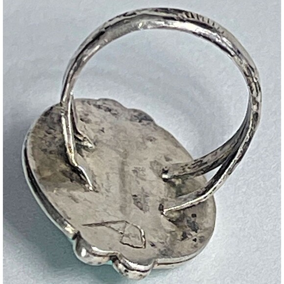 Turquoise Navajo Native Silver Ring Signed AD Size 9 weighs 12.14 gr Gem Stone - Picture 9 of 15